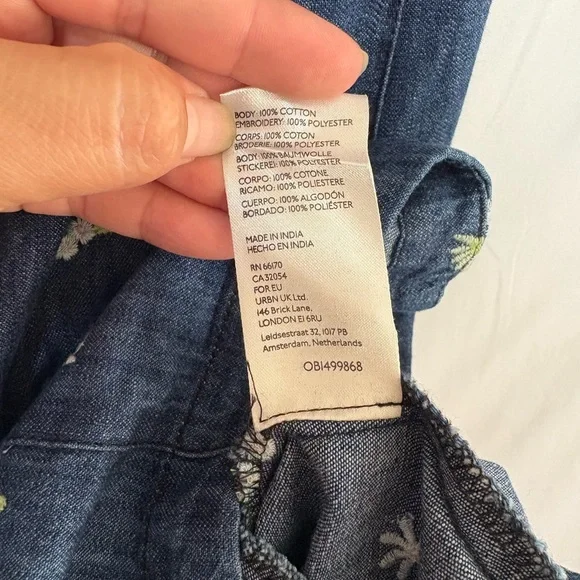 Free People Denim Blue Floral Mini Dress - Picture 6 of 9